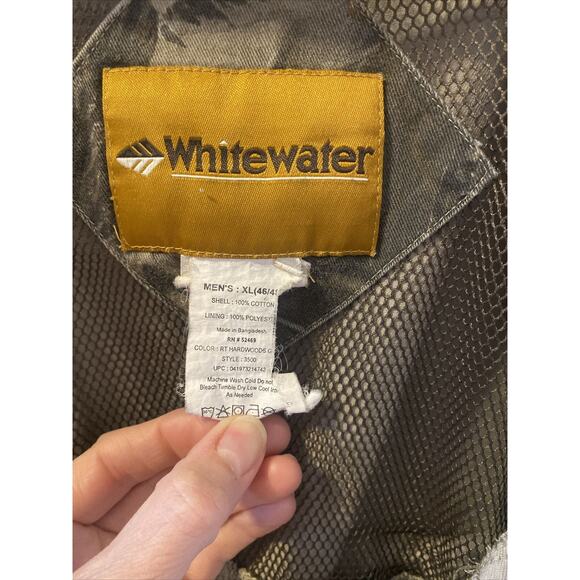 Vtg Whitewater Shirt RealTree Camo Hunting Outdoor Camp Cotton Jacket Men's XL - Picture 7 of 11